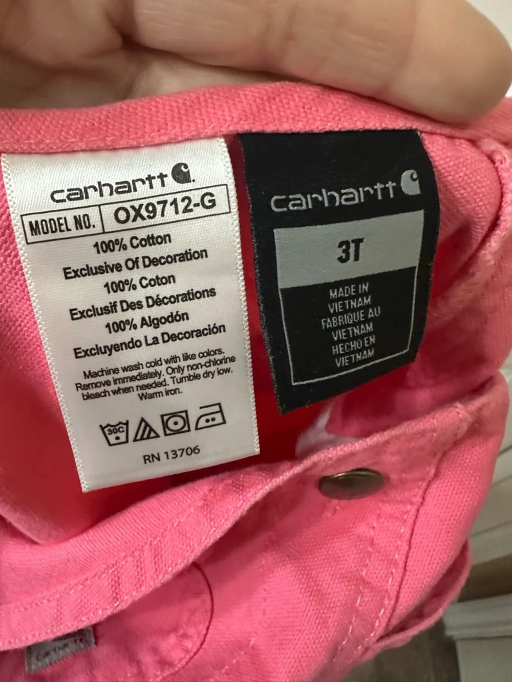 Toddler Girls Overalls - Pink (Carharrt) - EUC 3 toddler
